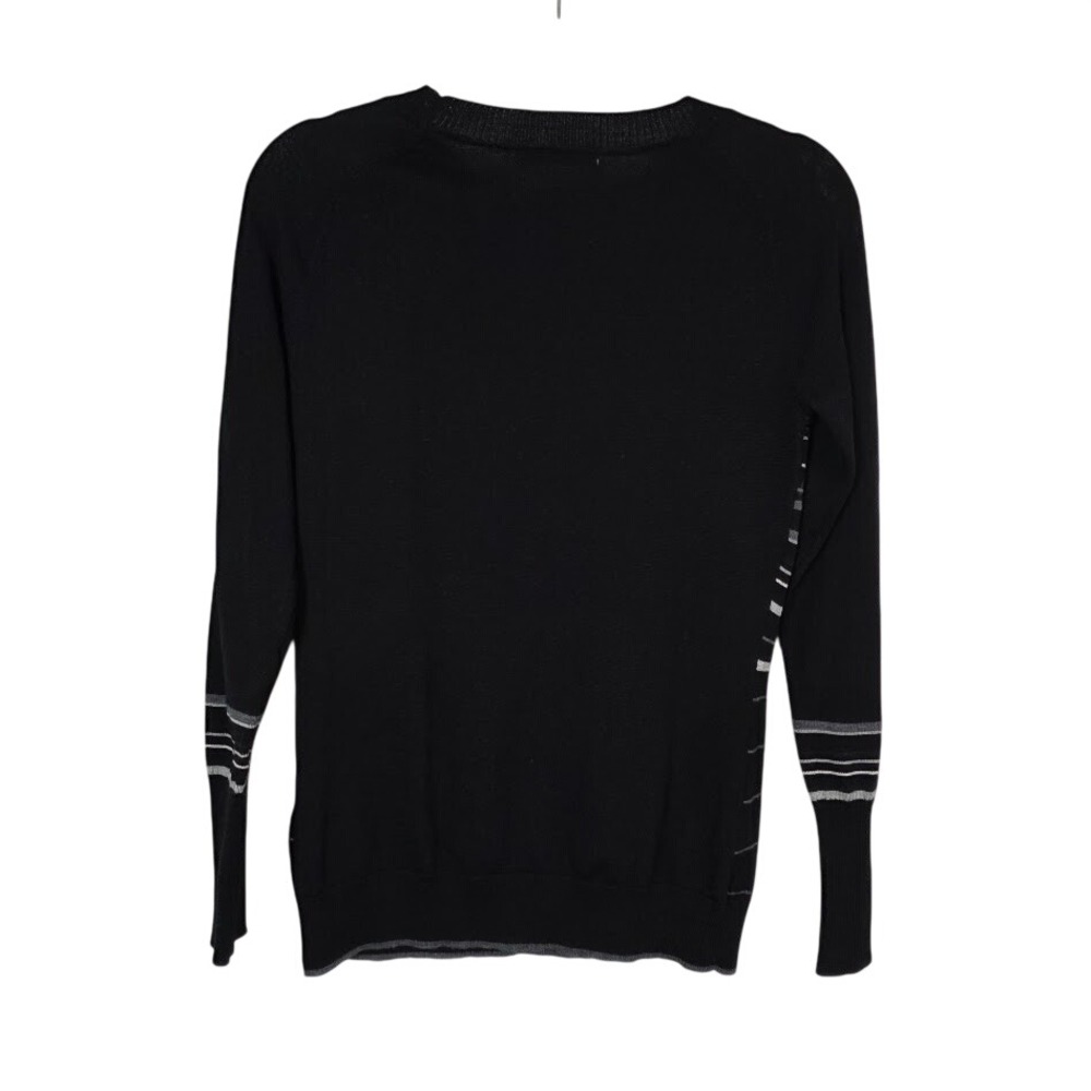 Smartwool Womens M Sweater Black Merino Wool Fair Isle Striped SW010039 - Picture 3 of 10